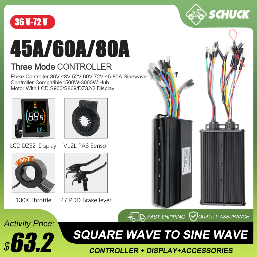 E-bike 3Mode 48V 52V 60V 72V 4 - огляд і ціна Sine Wave Controller 48V 72V 80A