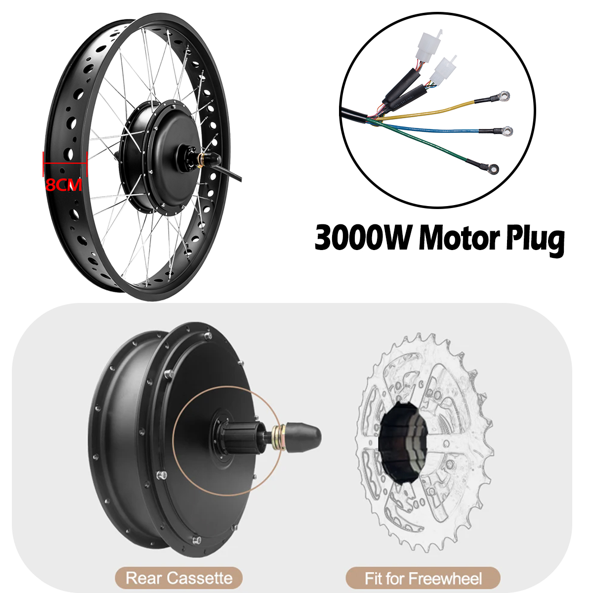 72V 3000W Brushless Gearless H - огляд і ціна 72V 5000W Hub Motor Kit