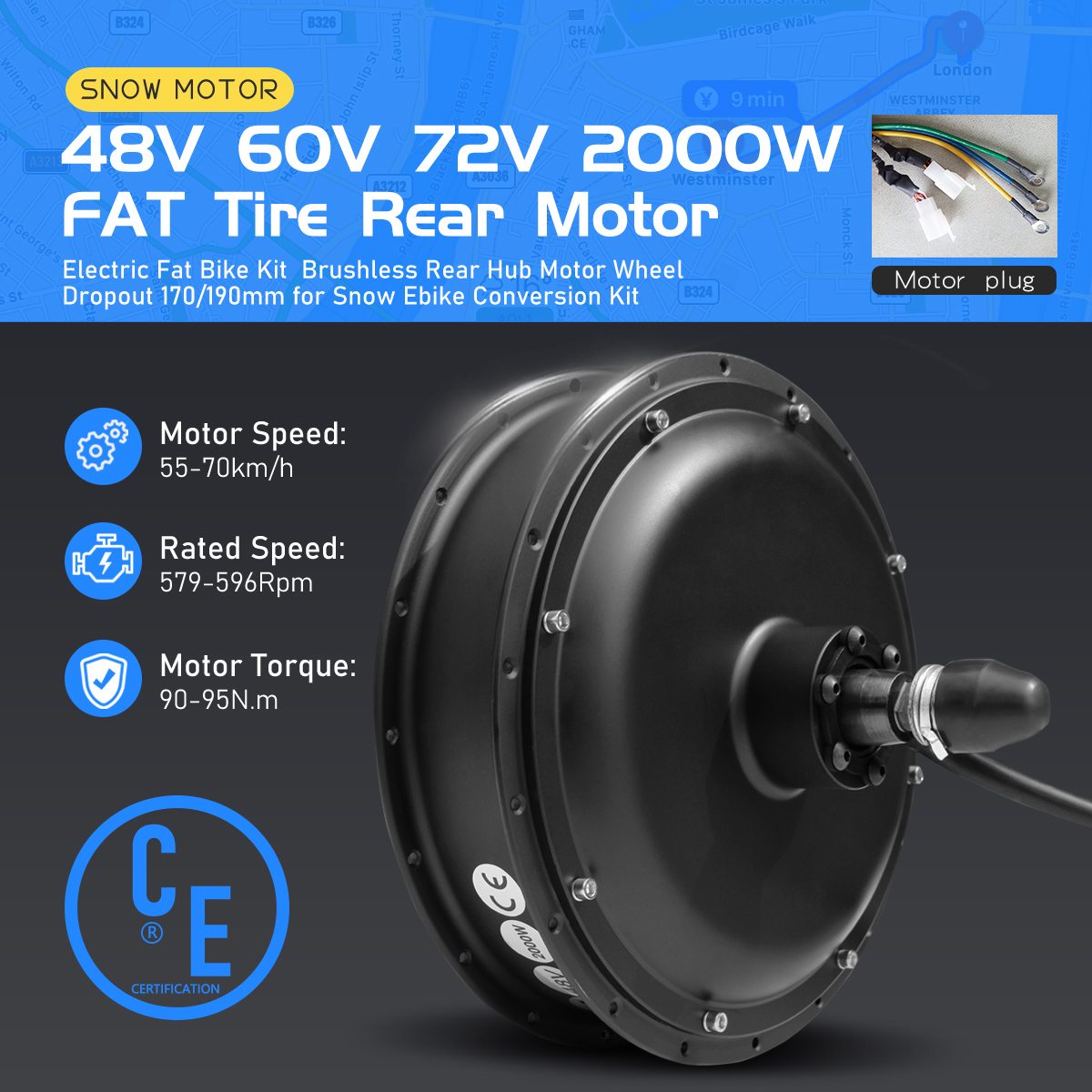 Ebike Fat Tire Hub Motor 48V 6 - огляд і ціна Fat Tire Ebike Conversion Kit 2000W