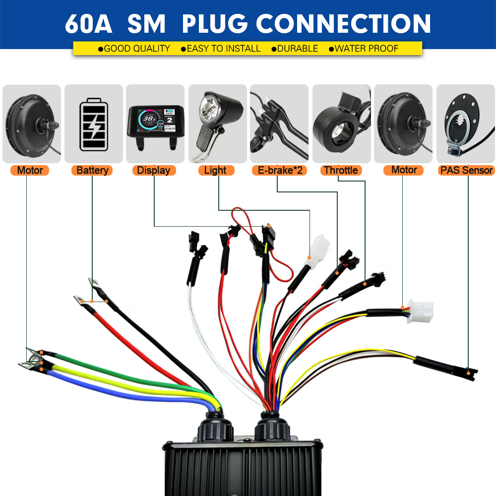 2000W-5000W 48V-72V E-Bike 3-m - огляд і ціна Sine Wave Controller 48V 72V 80A