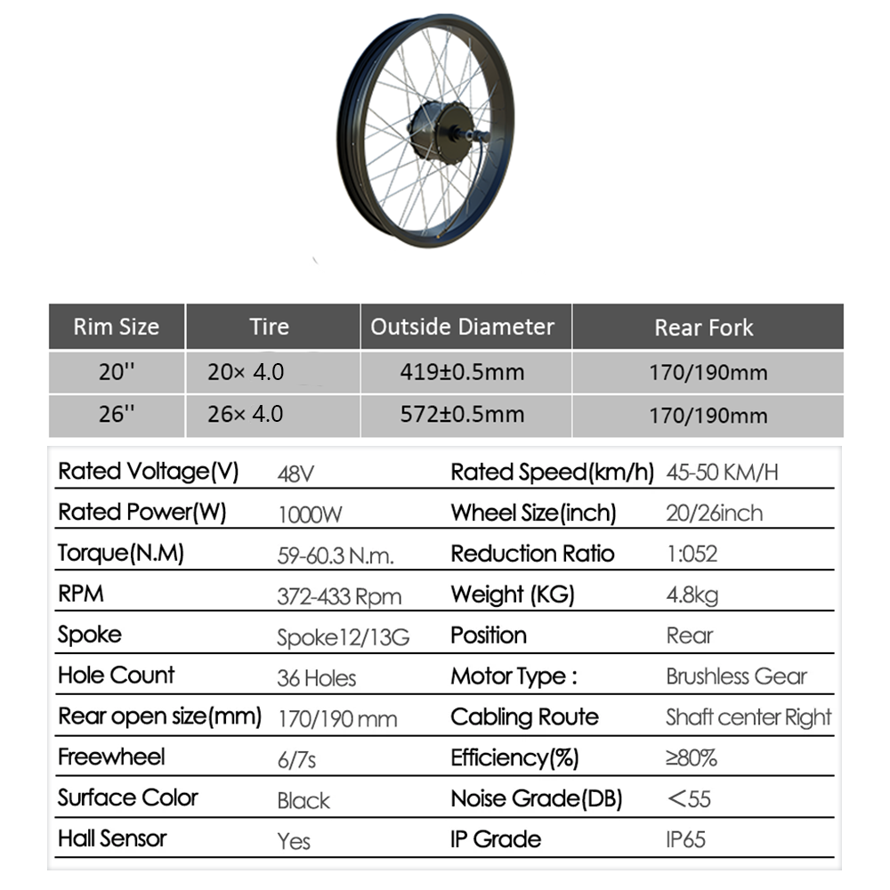 48V 2000W E-bike Fat Tire Conv - огляд і ціна Fat Tire Ebike Conversion Kit 2000W